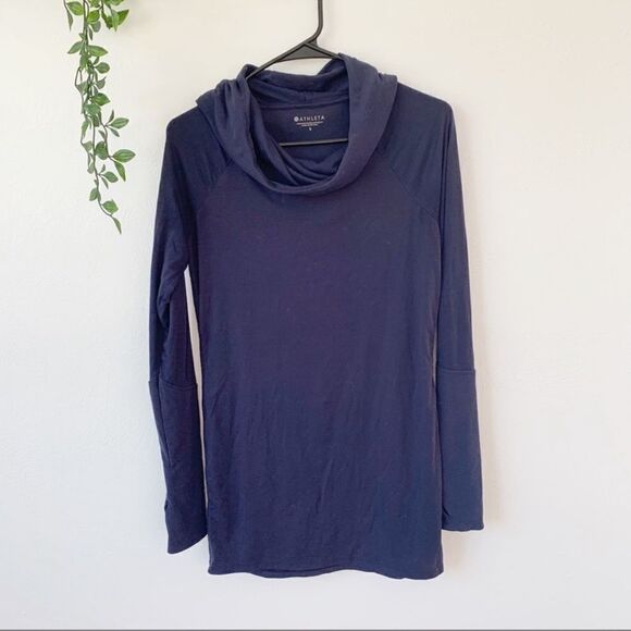 Athleta Essence Hooded Cowl Neck Pullover Blue M - Picture 2 of 6